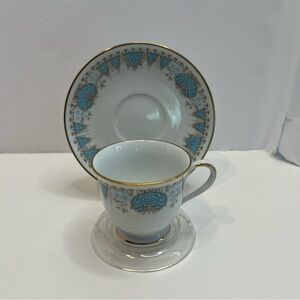 NORITAKE Blue Tide small tea cup and saucer bone china
